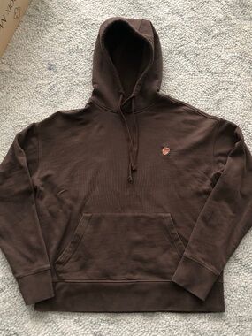Brown Hoodie Embroidered Rose - S